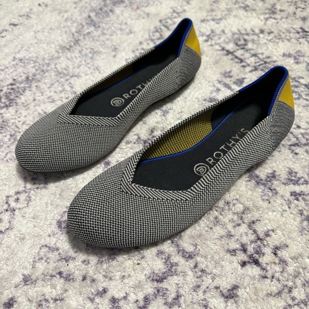 Rothys Shale Ribbon Flats - Retired Color Herringbone Size 8.5